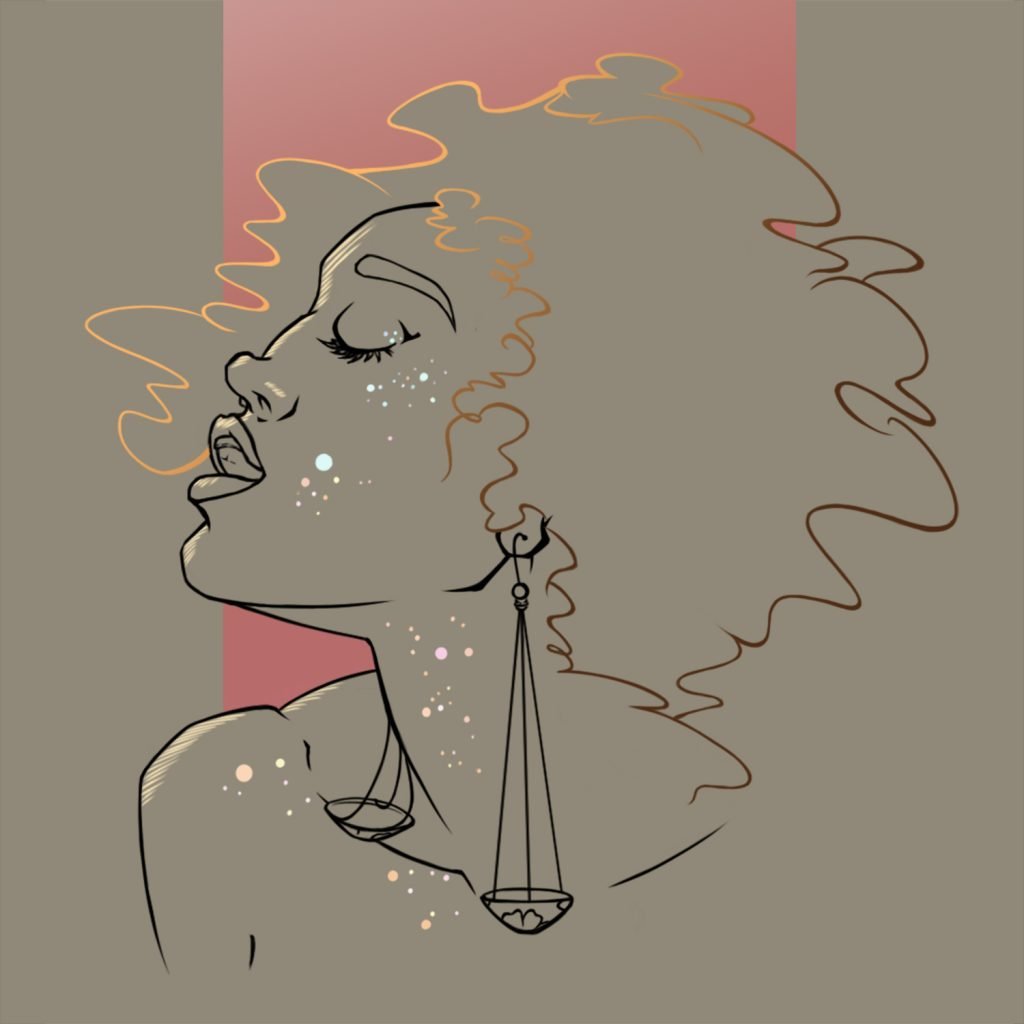 dessin en digital painting d'un portrait en lineart